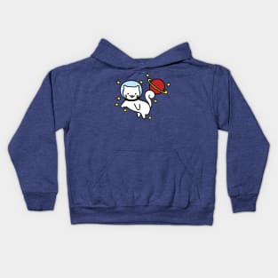 Cat Space Traveler among stars and planet Kids Hoodie